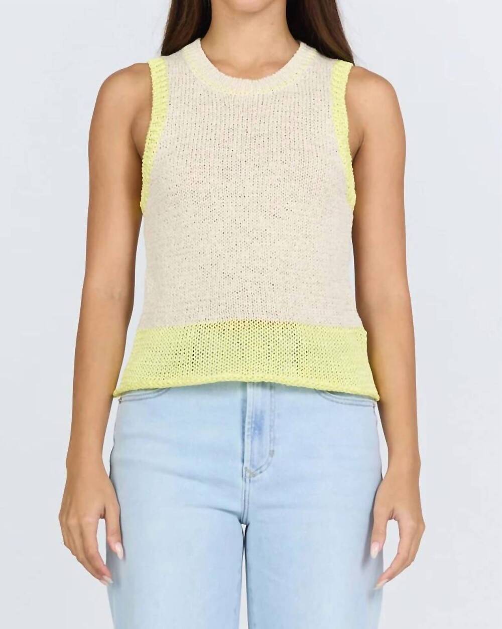 NEW DEAR JOHN DENIM sweater tank in wax yellow stripe